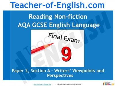 NEW AQA GCSE English (9-1) Reading Non-fiction Texts Teaching Resources